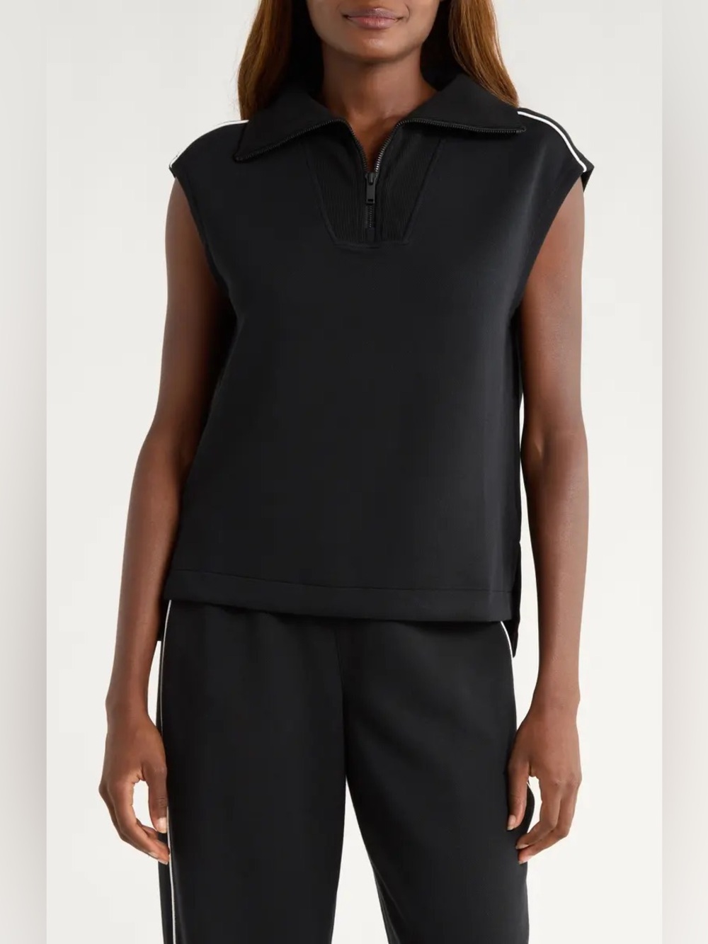 Spanx AirEssentials Piqué Sleeveless Half Zip Top Sz XS
